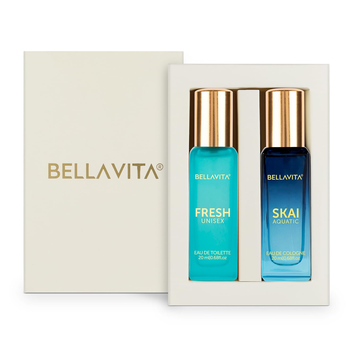 Bella Vita Luxury Skai Aquatic EDC & Fresh EDT Unisex Perfume Combo with Bergamot,Ylang Ylang,Pink Pepper|Long Lasting Fragra