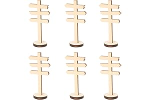 XSTARY 6 Stück Miniatur Deko,Miniatur Wegweiser Holz Garten Miniatur Garten Wegweiser Schild Miniatur Garten Wegweiser Miniatur Straßenschild Miniatur Wichtel Zubehör