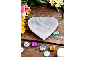 vingardium leviosa Selenite Charging Crystal Heart Bowl Handmade Natural White Ritual Altar Cleansing Tumble Stones Metaphysical Spiritual Healing Meditation Home Decoration Gift (10cm)