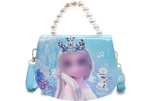 Babioms Elsa Bolso Bandolera para Niñas, Bolso Bandolera Dibujos Animados, Correa de Hombro Ajustable, Bolsa Pequeña de Hombro, Bolsos de Moda para Niñas de Día o de Viaje, Azul