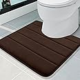 Buganda Memory Foam U-Shaped Contour Toilet Rugs, Non Slip Absorbent Toilet Mat, Thick Soft Washable Bathroom Rugs, Floor Carpet Bath Rugs Mat for Toilet Base (20" x 20", Brown)