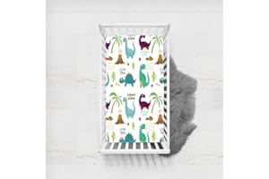 Odot Sábana Bajera Bebé Cuna y Minicuna, Sabanas Ajustable Microfibra Bebé Dinosaurio Ropa de Cama Universal para Cama Ovalada, Reloj de Arena y Colchón Rectangula (60x120cm,Dinosaurio D)