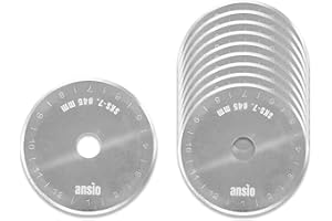 Ansio - Lames de cutter rotatif de 45 mm - Lot de 10 | Compatibles avec Cutter rotatifs OLFA et Fiskars de 45 mm | Parfait pour le quilting, le patchwork, l'artisanat et la couture.