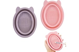XOXVURI Cepillo de Limpieza de Silicona, Alfombrilla de Limpieza de Brochas de Maquillaje de Silicona, Estera de Limpieza de Cepillo Cosmético 2 Piezas Alfombrilla de Limpieza de Brochas de Maquillaje
