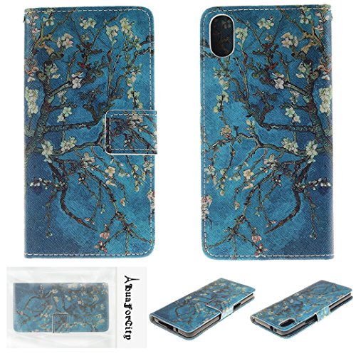 BQ Aquaris X5 Schutzhülle HuaForCity® Brieftasche Schutzhülle Case Hülle für BQ Aquaris X5,Kreative Blau Baum Muster Design Tasche Hülle Book Style PU Leder Wallet Case Flip Folio Ledertasche Brieftasche mit Silikon Kratzfest Magnet Standfunktion und Kartenfächer Etui Handyhülle für BQ Aquaris X5-Blau Baum
