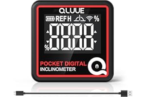 QLUUE Buscador de ángulos digital, inclinómetro digital en miniatura, carga tipo C, retroiluminación, LCD, bisel, transportador, inclinómetro para carpintería, construcción, mampostería, automóvil