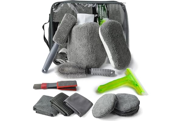 MEISHANG Outils Professionnels Nettoyage de Voiture,Roue De Gants éponge,Wash Kits Microfibre,Microfibre Lavage Voiture Nettoyer Kit,Chiffons de Nettoyage Gants de Lavage (Gris)