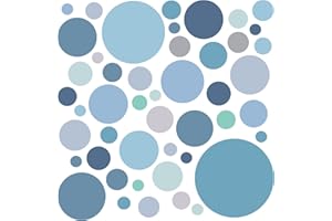 WandSticker4U®- [6 fogli, 93 pezzi] Adesivi murali bambini POIS azzurri/blu/verde pastello, Pois adesivi per mobili pareti decorativi cameretta I Adesivi pois punti decorazioni camera da letto GRANDE