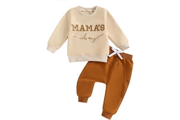 Loalirando Ensemble de Vêtement Enfant Bébé Garçon de 2 Pièces Sweat-Shirt à Manches Longues + Pantalon Taille Elastique (0-3 ans)