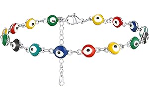 Supcare Tobillera de Acero Inoxidable Multicolores Ojo de Turco Perzonalizado Pulsera de Tobillera Nombre Letras para Mujer Regalo de Mujer Nina Amiga