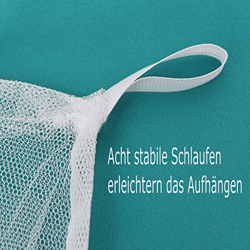 FREILUFTRAUM – Großes Moskitonetz für Doppelbetten 200x220x200cm – Hochwertiger Mückenschutz im Schlafzimmer oder Garten, inkl. gratis Tragebeutel und Montageset - 5