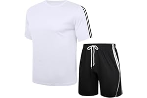 Nieery Men's Tracksuit Men's T-Shirt and Shorts Set Sports Mesh Tracksuit Outfits Short Sleeve Suit Set Casual Running Sport Sweat Activewear with Pockets