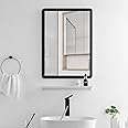 Warmiehomy 40 * 50cm Bathroom Mirror Black Frame Rectangular Wall Mirror for Hanging Hallway Bath Living Room Bedroom