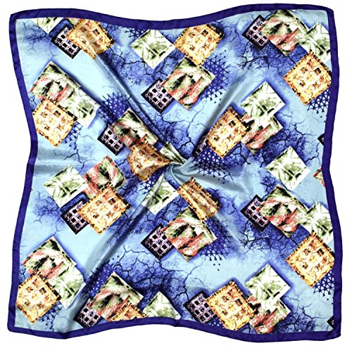 Preisvergleich Produktbild Bees Knees Fashion Graue Blaue Abstrakte Gedruckte Feine Seide Quadratische Schal