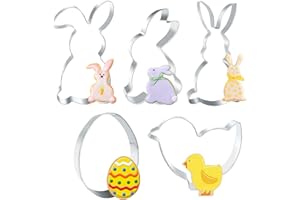 PAPU Osterhasen Ausstecher,5 Stück Hasen Ausstechformen Ostern Keksausstecher Hase Osterausstecher Hasenform Edelstahl Plätzchenausstecher Ostern Backform für Backen Kinder Oster Küken Ostereier