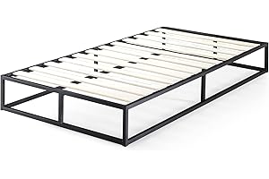 ‎ZINUS Zinus Joseph Bett 100x200 cm - Höhe 25 cm mit Stauraum unter dem Bett - Metall-Plattform-Bettgestell mit Holzlattenrost - Schwarz