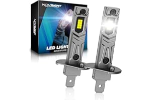 NOVSIGHT Ampoule H1 LED - 1:1 Taille Design 24000LM 6500K Blanc Puissant H1 LED 600% Luminosité Kit de Conversion Halogène Ampoule de Remplacement Phare H1 Automobile, 2 Pcs Set