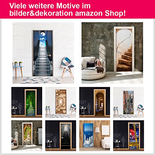 Türtapete XXL 100×210 cm ! Premium Vliesleinwand mit Samt Haptik! Fototapete Tapete Türpanel Türposter Tür Foto Bild Design Natur blau c-B-0221-a-b - 7