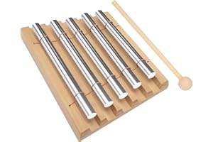 HLGNIYS Klangstab, Klanghölzer und Gong Set mit Holzschlägel - 5 Ton Glockenspiel Chime für Musikerziehung, Geschenk, Klangstab Lehrer, Yoga und Meditation
