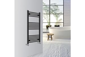 Warmehaus Straight Bathroom Heated Towel Rail Warmer Radiator Central Heating 1000x500mm - Black