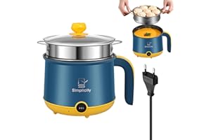 BORDEAG Pote caliente eléctrico con vapor, olla caliente eléctrica 1.8 L, mini multicocina antiadherente, olla de ramen rápida, olla antiadherente portátil para el hogar, oficina, dormitorio