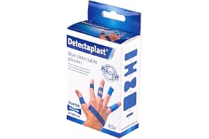 Pansement bleu detectable Detectaplast Elastic, pansements flexibles, safety first pansement cuisine et pansement alimentaire, 9 x 38, 19 x 72, 25 x 72, papillon, articulation, 40 pièces