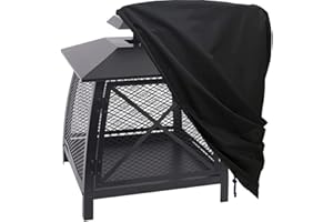 BOSKING Fireplace Cover 420D Oxford Waterproof Outdoor Steel Patio Square Hexagon Pagoda Fire Pit Fireplace Dust Covers with Storage Bag & Drawstring