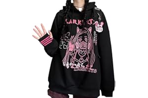 WINKEEY Japan Harajuku Maglione con Cappuccio da Donna Ragazze Autunno Inverno Felpa con Cappuccio Hip Hop Streetwear Punk Carino Felpe Maglione
