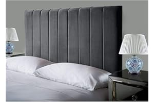 GENERIC Affordable Luxury Portland Lined Headboards in Elegant Plush Velvet Fabric, for Divan Beds, Bedroom and Hotel Furniture (5FT King- Height 24", Steel)