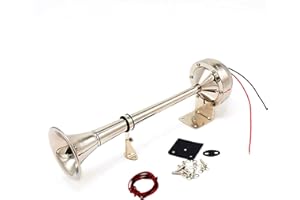 YIYDA klaxon de voiture Marine Bateau Trompette Corne Voiture 160DB Puissant Corne Voiture Électrique Klaxon avec Support de Montage En Acier Inoxydable 304 Car Horn 24V Bateau Camion Train etc