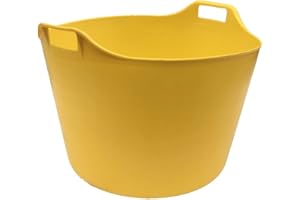 KETOPLASTICS 76 LITRE EXTRA LARGE Heavy Duty Flexi Tub Garden Home Flexible Colour Plastic Storage Container Bucket Flex Tub- MADE IN U.K (YELLOW)
