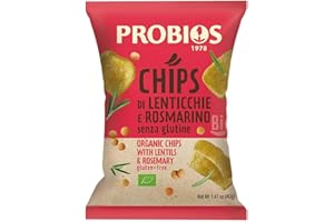 Probios Chips di Lenticchie e Rosmarino - Confezione da 12 x 40 g