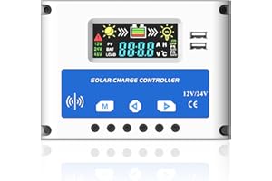 Anern PSC 20A Regolatore di Carica Solare 12V/24V Intelligente Regolatore di Carica della Batteria del Pannello Solare con Display LCD e Doppia Porta USB