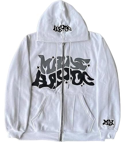 Sweat à Capuche Oversize Femme YEMOCILE - Fermeture éclair, Motif Lettres Vintage - Streetwear Décontracté