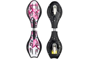 MAXOFIT IHR PARTNER FÜR SPORT UND FREIZEIT MAXOfit® Waveboard Mini « Luna », Charge Max. 100 kg, Roues Lumineuses et Sac Inclus - 72cm x 19,5cm x 11cm