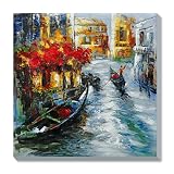 AONBAT Venecia Pinturas al óleo de Arte Moderno Arte de Lienzo de Pared Pintura al óleo sobre lienzo de pared Decoración del hogar lista para colgar ilustraciones abstractas pintadas a mano