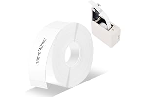 OFFCUP Cinta de Etiquetas, 15 x 40mm Cinta de Etiquetas Compatible, Compatible Etiqueta Reemplazo, Compatibles con P11/P12/P15/D30/D32/D35/HP1/HP3/HP4 Máquinas Etiquetadoras (180pcs x Blanco)