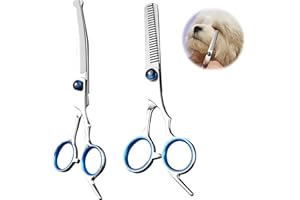 BOULESENM Tijeras de peluquería canina (paquete de 2), kit de peluquería canina con puntas redondas de seguridad, tijeras de peluquería felina con puntas redondas de seguridad para perros, peluquería