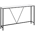 VASAGLE Console Table for Hallway, Slim Sofa Table for Living Room, Hallway Table, Easy Assembly, Marble White and Ink Black LNT020W01