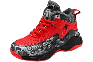 CZHIHANEG Stilvolle Gepolsterte Wärme Jungen Basketballschuhe für Kinder Sportverschluss Sportschuhe