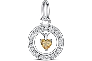 KEQ Birthstone Charms for Pandora Me Bracelet 925 Sterling Silver Simulated Birthstone Heart with CZ Charm Pendant Bracelet Necklace Jewelry Gifts