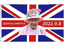 shifengzhou Queen Elizabeth Memorial Flag | 3x5Ft British Union Jack Flag Featuring Her Majesty | 2022 Jubilee Decoration Bun