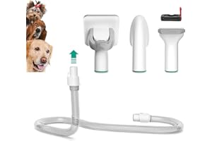 YISORA Aspiradora sin Cable, Accesorios para animales de compañía, cepillo profesional de 3 piezas para cobertizo de perro con manguera flexible de 132 cm, herramienta de aseo para perros