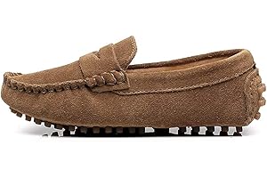 RISMART Shenn Filles Garçons Mignonne Confort Glisser Sur Suède Cuir Mocassins Flâneurs Chaussures