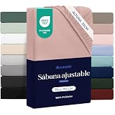 Dreamzie - Fitted Sheet 135 x 190 cm Adjustable - 100% Microfibre - Soft | Dusty Pink &middot; Large Height 35 cm &middot; OEKO-TEX Certifi