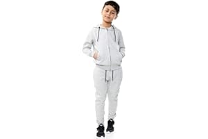 Fashionesta Flowk® Child's Pe School Zipper Hoodie Top Bottom Jogging Suit, Back to School Kids Boys Girls Plain 2 Pcs Tracksuit Set Age 5-13 Years