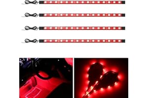 YM E-Bright Luci LED per carrello da golf ROSSE Luci di striscia a led sottoluce per barche marine Moto Kayak Interni Esterno 5050 Chipset 15SMD Impermeabile IP67 DC 12V (confezione da 4)