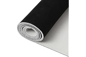 OUGPIU Auto Headliner Fabric,Suede Headliner Fabric with 4mm Foam Backing,Interior Replacement Material for Car/Truck/SUV/RV Roof,Automotive/Home Repair Micro-Suede DIY Headliner Material (Black, 250cm)