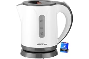 ‎GRIFEMA GRIFEMA Wasserkocher Klein, 0,8L, 1100W - Teekocher Elektrisch mit Kalkfilter, Kettle Leise, Schnell, Wasserkocher BPA-Frei, Reisewasserkocher Automatische Abschaltung, Überhitzungsschutz, Weiß