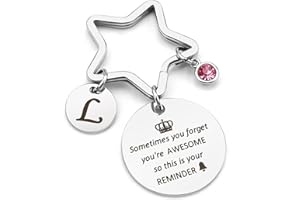 BOMEON Keyring For Women Charm Lettre Alphabet A-Z Inspirational Gifts For Women Friendship Gifts For Friends Family Girlfriend
